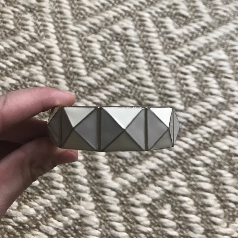 White and Gray Geometric Bracelet
